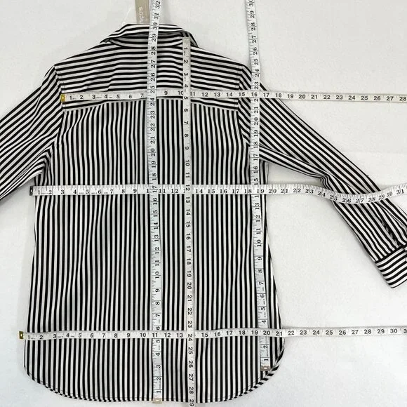 SOLD NWT CHICOS Size 0P Petite Small No-Iron Long Sleeve White Striped Shirt - Picture 14 of 16